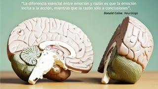 “La diferencia esencial entre emoción y razón es que la emoción
incita a la acción, mientras que la razón sólo a conclusiones”.
Donald Caine. Neurólogo
 