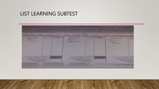 LIST LEARNING SUBTEST
 