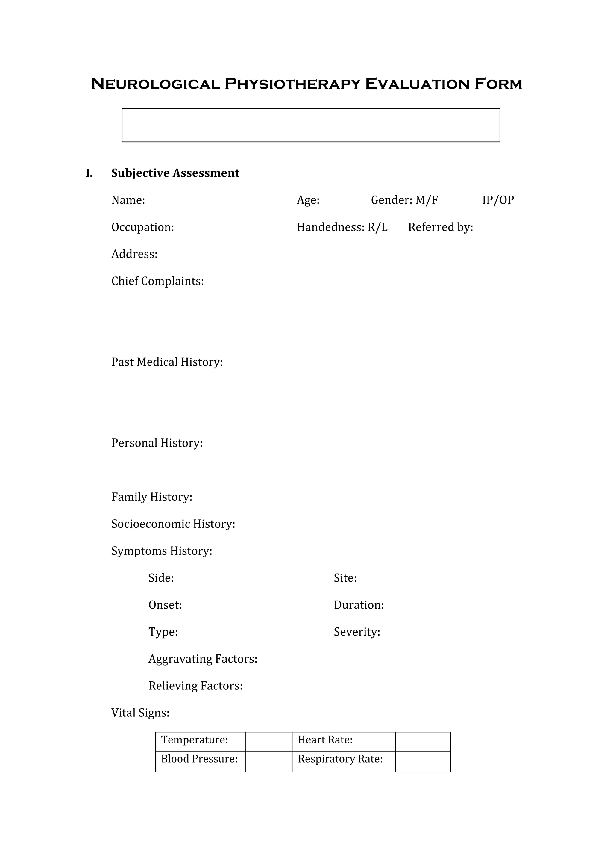 Neurological physiotherapy evaluation_form_2_0 | PDF
