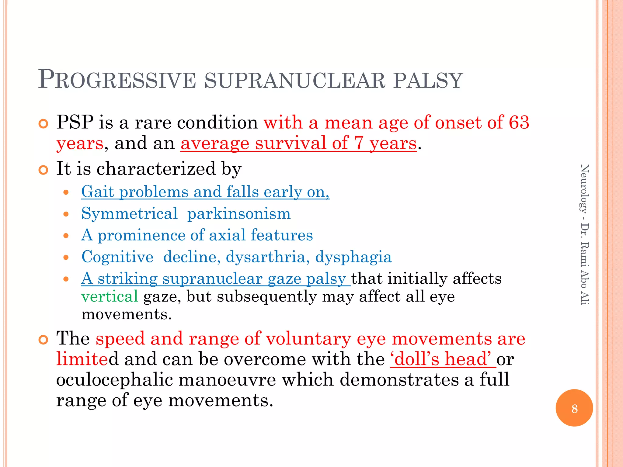 Psp Subtypes Neurology 7th the atypical parkinsonian disorders | PDF