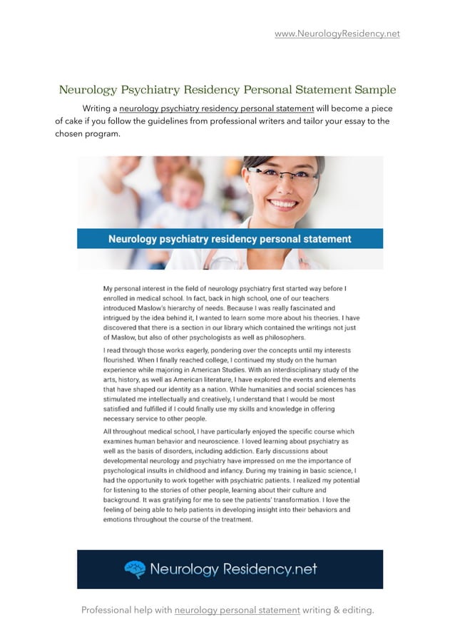 Neurology Residency Personal Statement Samples