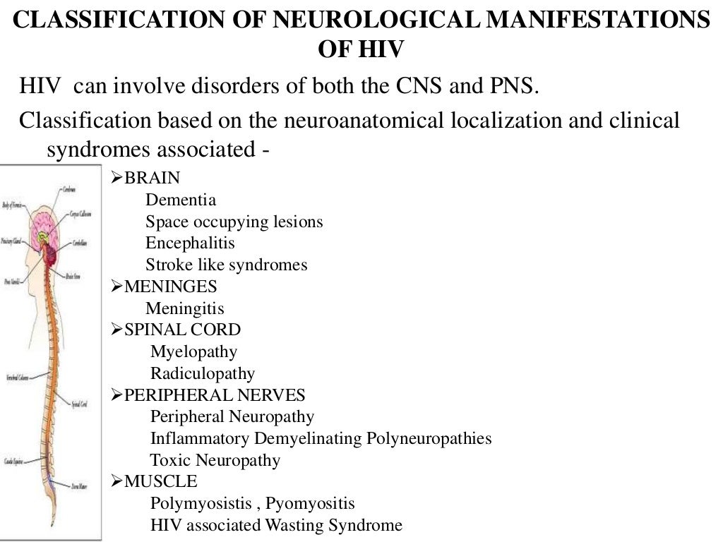 Neurological manifestations of HIV