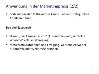 Praxisempfehlungen (3/3)
 Schließen Sie in der Kommunikation an Grundbedürfnisse an
– Sicherheit, Erregung, Autonomie
 Berücksichtigen Sie die verschiedenen Typen von
Kaufentscheidungen
– z.B. „Stöbern“-Link in der Navigation, um Impulskäufe anzuregen
– Vertrauen aufbauen, um extensive Kaufprozesse in Impulskäufe zu
wandeln
60
 