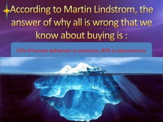 15% of human behaviour is conscious, 85% is subconscious.
 