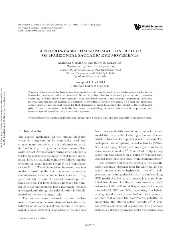 Neuron based time optimal controller of horizontal Neuron based time optimal controller of horizontal