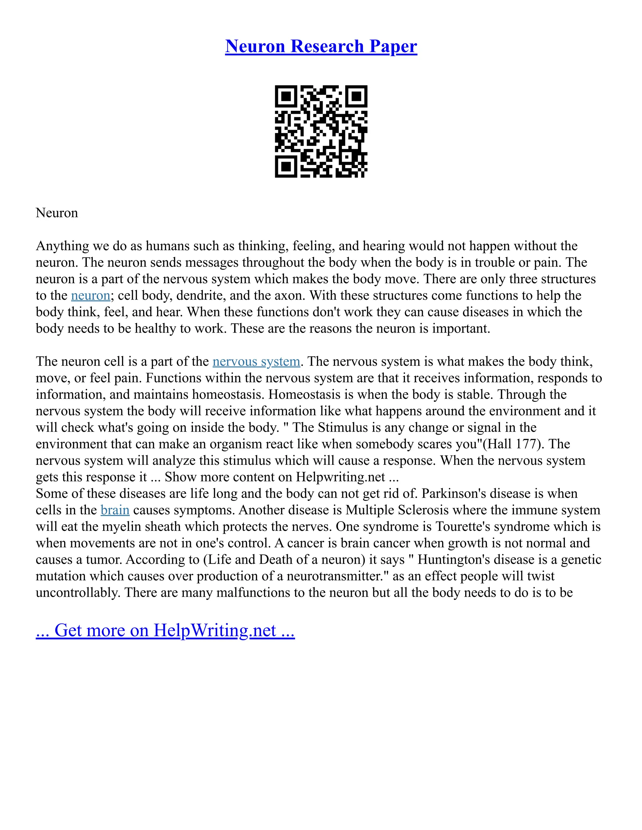 Neuron Research Paper | PDF