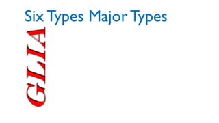 Glia
Six Types Major Types
 