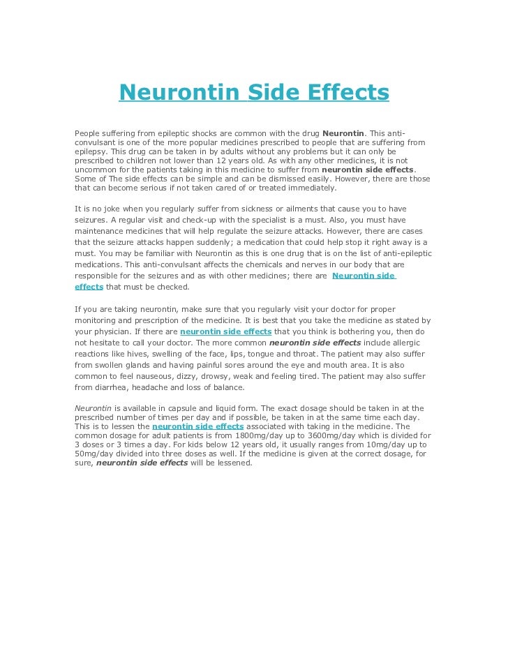 Neurontin Side Effects