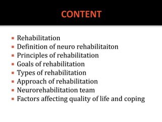 rehabilitation of neurological patients | PPTX