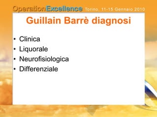 Guillain Barrè diagnosi
• Clinica
• Liquorale
• Neurofisiologica
• Differenziale
 