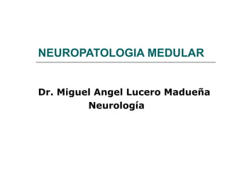 NEUROPATOLOGIA MEDULAR Dr. Miguel Angel Lucero Madueña Neurología  