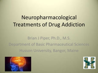 Neuropharmacological
  Treatments of Drug Addiction

         Brian J Piper, Ph.D., M.S.
Department of Basic Pharmaceutical Sciences
     Husson University, Bangor, Maine
 
