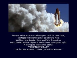 Durante muitos anos se acreditou que a partir de certa idade, a dotação de neurônios já não se renovava mais. As últimas investigações da neurociência demonstram que o cérebro pode se regenerar mediante seu uso e potenciação. A chave para conseguir se chama: “ NEUROPLASTICIDADE” que é moldar a mente, o cérebro, através da atividade. 