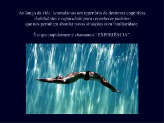 Ao longo da vida, acumulamos um repertório de destrezas cognitivas
       -habilidades e capacidade para reconhecer padrões-
   que nos permitem abordar novas situações com familiaridade.

       É o que popularmente chamamos “EXPERIÊNCIA”.
 