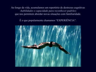 Ao longo da vida, acumulamos um repertório de destrezas cognitivas
-habilidades e capacidade para reconhecer padrões-
que nos permitem abordar novas situações com familiaridade.
É o que popularmente chamamos “EXPERIÊNCIA”.
 