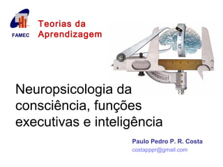 FAMEC 
Teorias da 
Aprendizagem 
Neuropsicologia da 
consciência, funções 
executivas e inteligência 
Paulo Pedro P. R. Costa 
costapppr@gmail.com 
 
