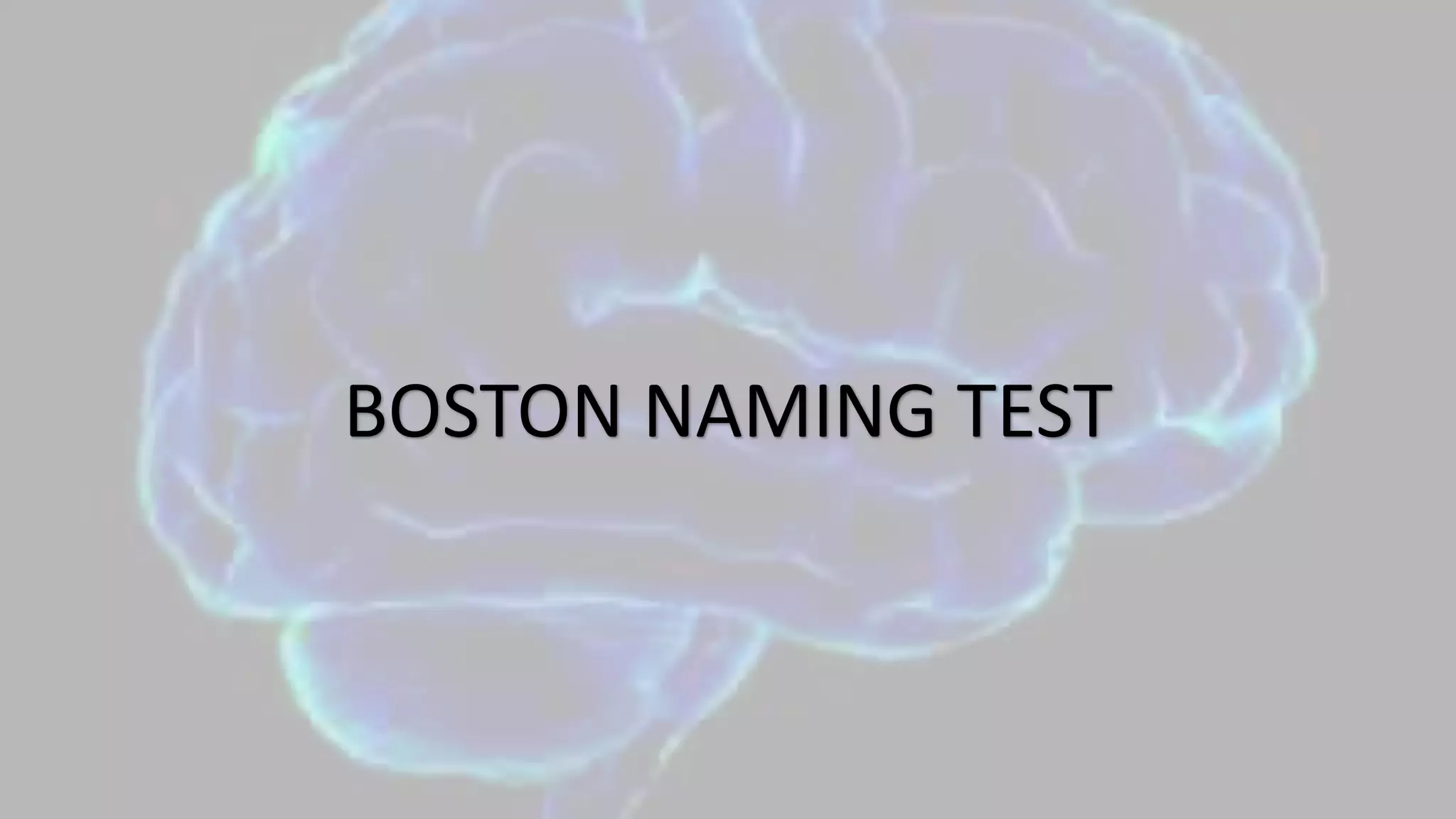 BOSTON NAMING TEST
 