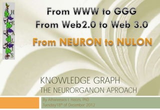 KNOWLEDGE GRAPH
THE NEURORGANON APROACH
By Athanassios I. Hatzis, PhD
Tuesday18th of December 2012
 