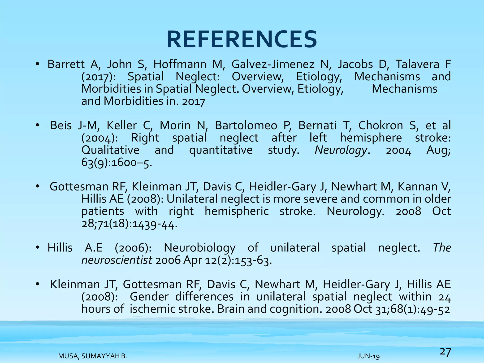 Post stroke hemispatial neglect syndrome | PPTX