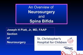 An Overview of
Neurosurgery
and
Spina Bifida
Joseph H Piatt, Jr, MD, FAAP
Section
of
Neurosurgery
 