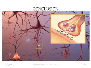 CONCLUSION
2/18/2015 ANCY KURIAN IMSc. Neurotransmitters 29
 