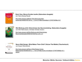 Kundentypen erkennen DominanzStimulanzDominanz/Stimulanz - RisikoDominanz - StatusDominanz - FleißBalanceMenschen. Märkte. Neuronen. Twittwoch-Edition.