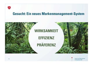 Gesucht: Ein neues Markenmanagement-System



                 WIRKSAMKEIT
                    EFFIZIENZ
                   PRÄFERENZ


10                                       Launch von Neuroversum
                                         18. November 2010
 