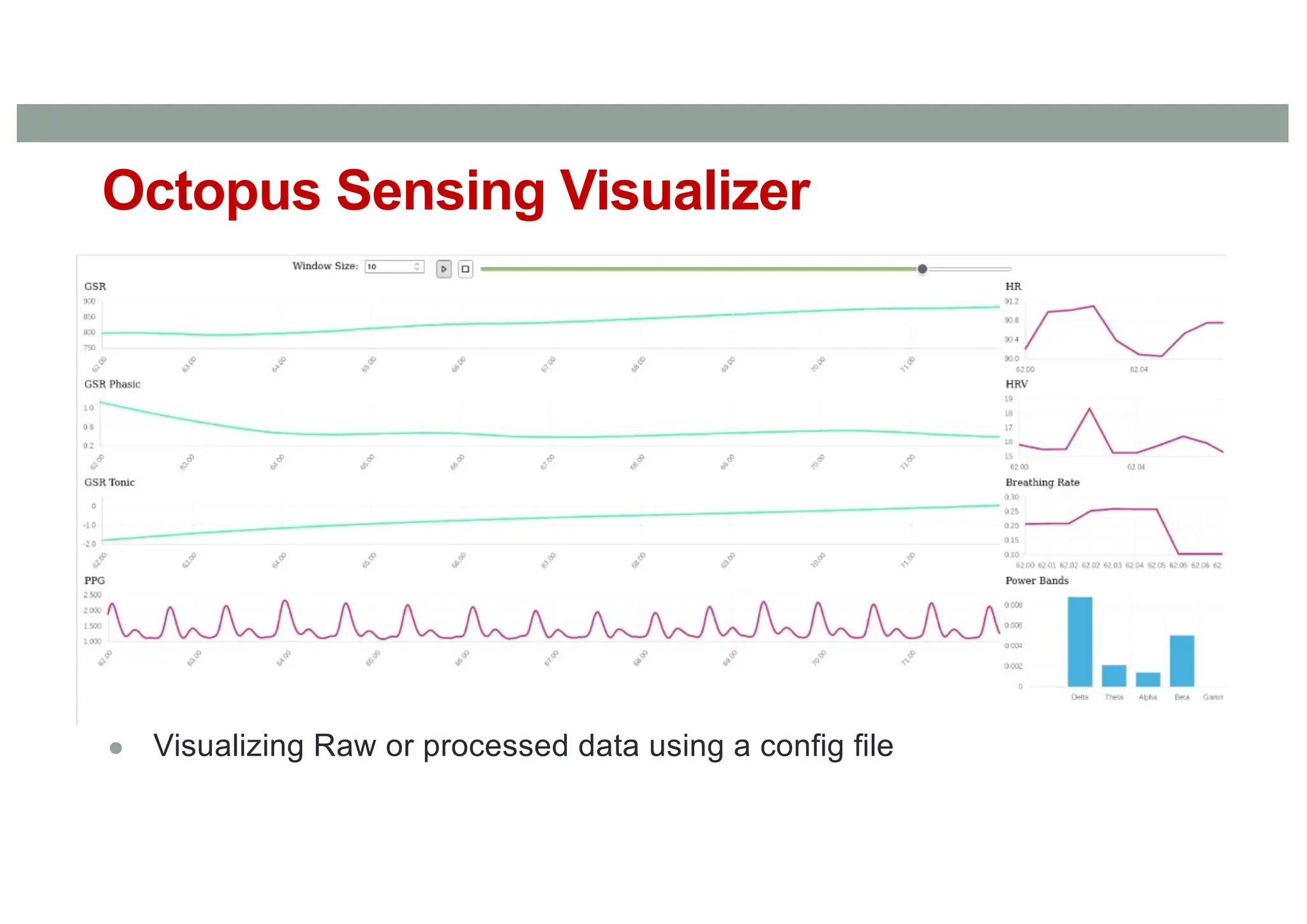 Octopus Sensing Visualizer
● Visualizing Raw or processed data using a config file
 