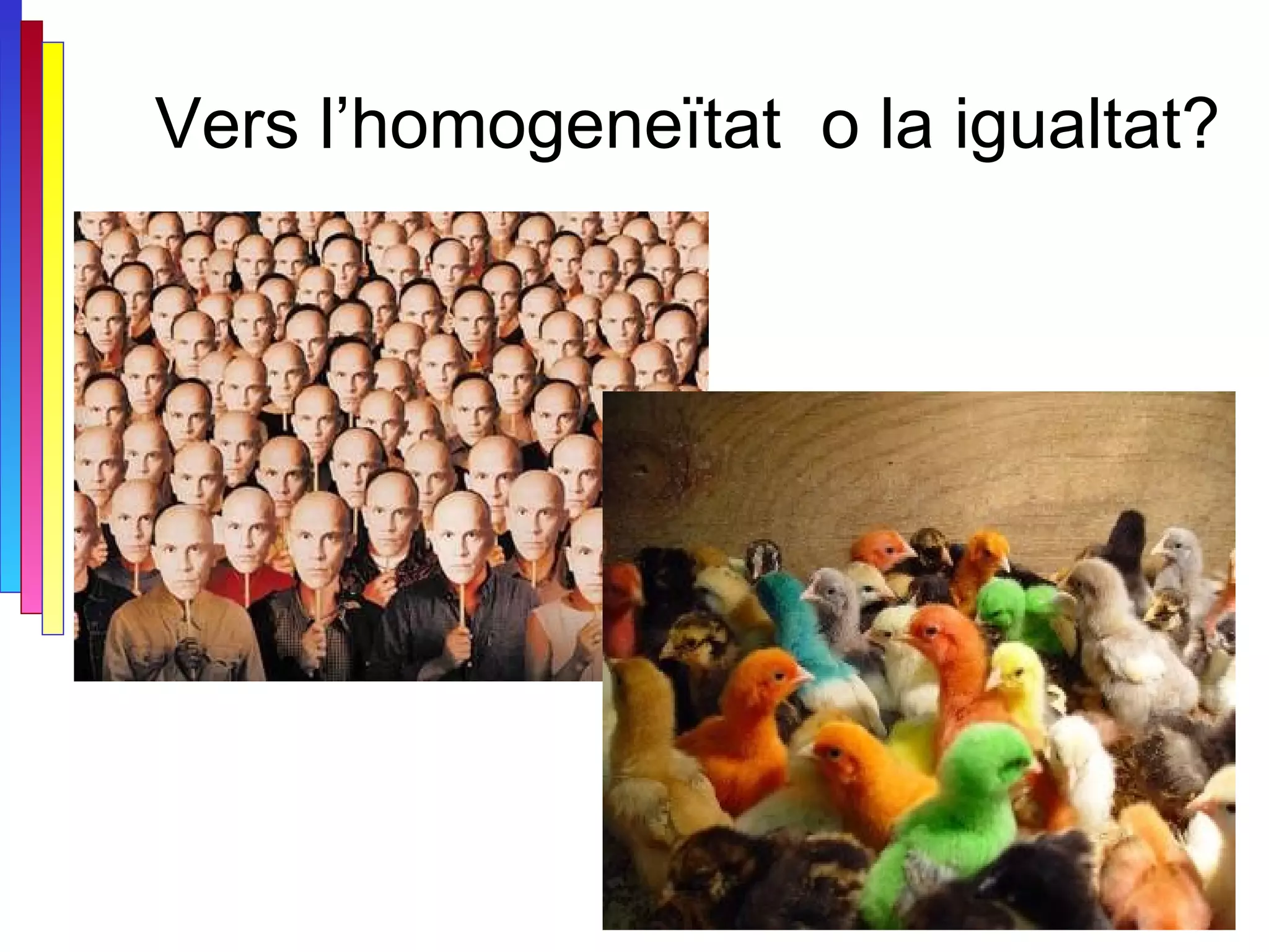 Vers l’homogeneïtat  o la igualtat?   