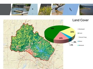 Upper Neuse Land Cover 
14% 
58% 
Land Cover 
24% 
3% 
1% 
Developed 
Forest 
Pasture/ Crops 
Water 
Wetlands 
 