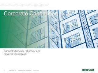 © Neustar, Inc.  /  Proprietary and Confidential  /  V2010-08-03 1 Corporate Capabilities Connect whenever, wherever and however you choose. 