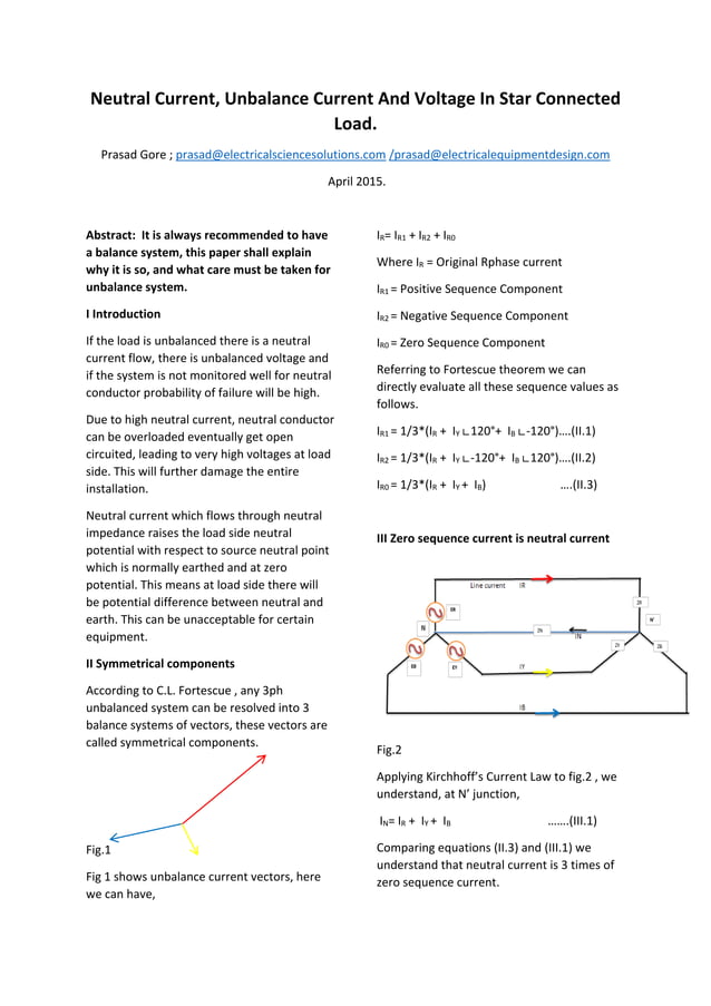 Neutral Current Visual Guide Neutral current, unbalance system and neutral earth voltage | PDF
