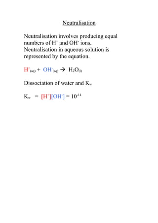 Neutralisation and kw | DOC