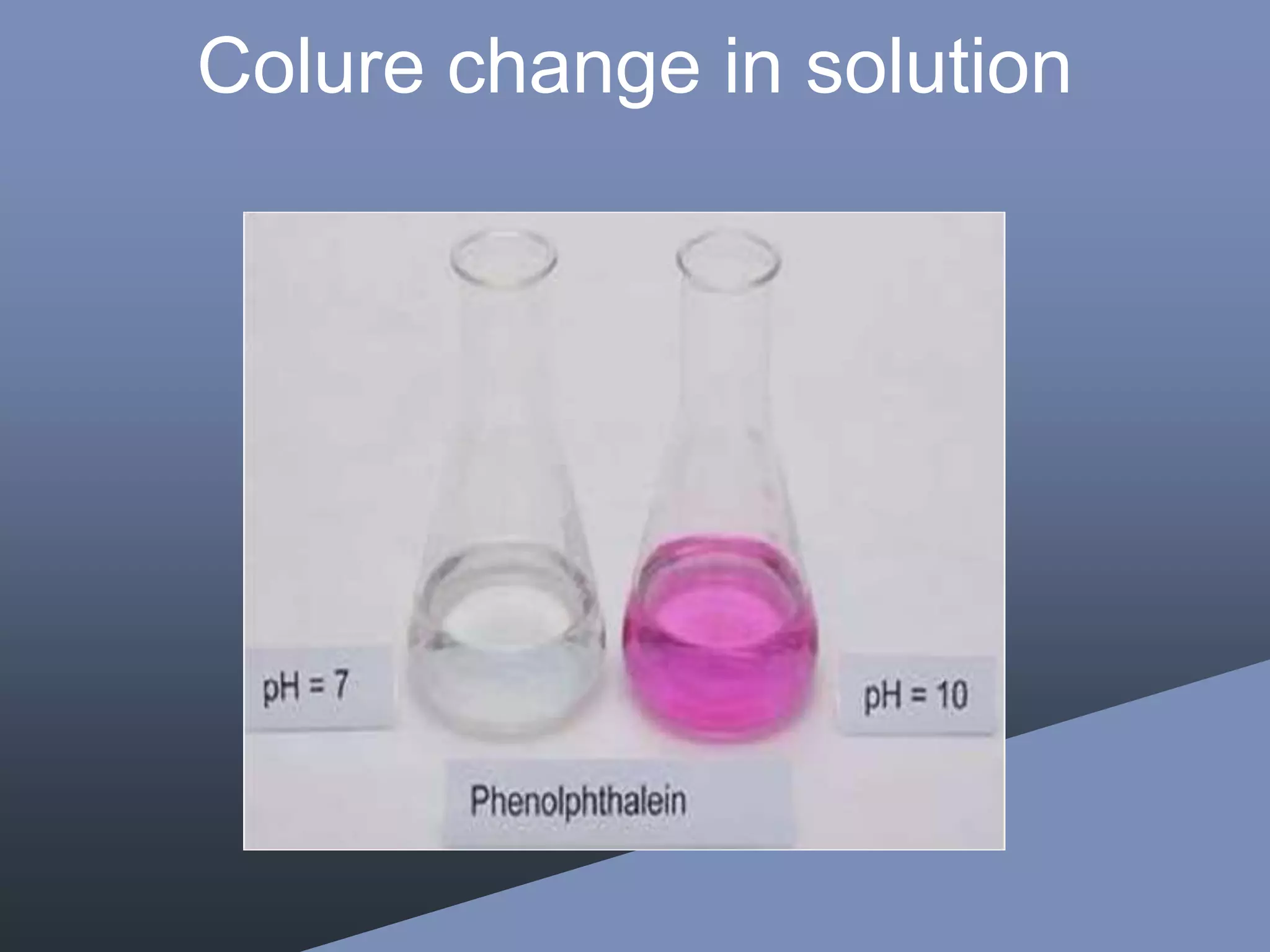 Colure change in solution
 