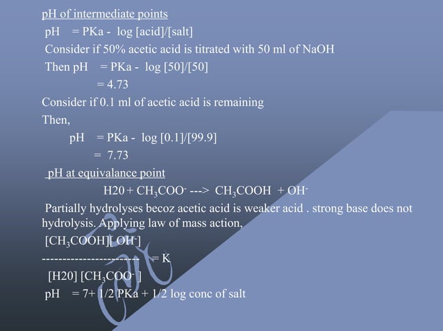 Neutralization curves in acid base analytical titrations, indicators ...