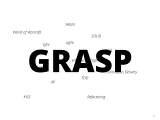 45
agile
XP
TDD
BDD
YAGNI
DRY
SOLID
Continuous Delivery
Refactoring
GoF
GRASPemergent design
World of Warcraft
KISS
 