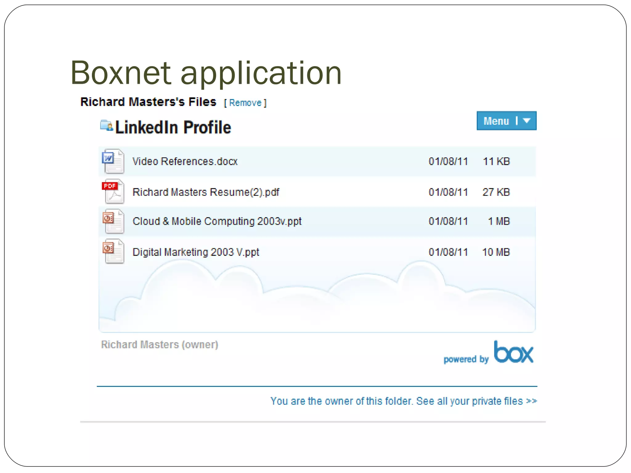 Boxnet application 