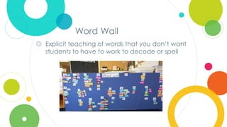 Click to edit
Master title style
Word Wall
◎ Explicit teaching of words that you don’t want
students to have to work to decode or spell
 