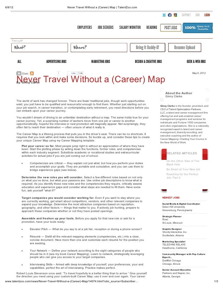 Career Mapping Ginny Clarke Never Travel Without A (Career) Map Talent Zoo