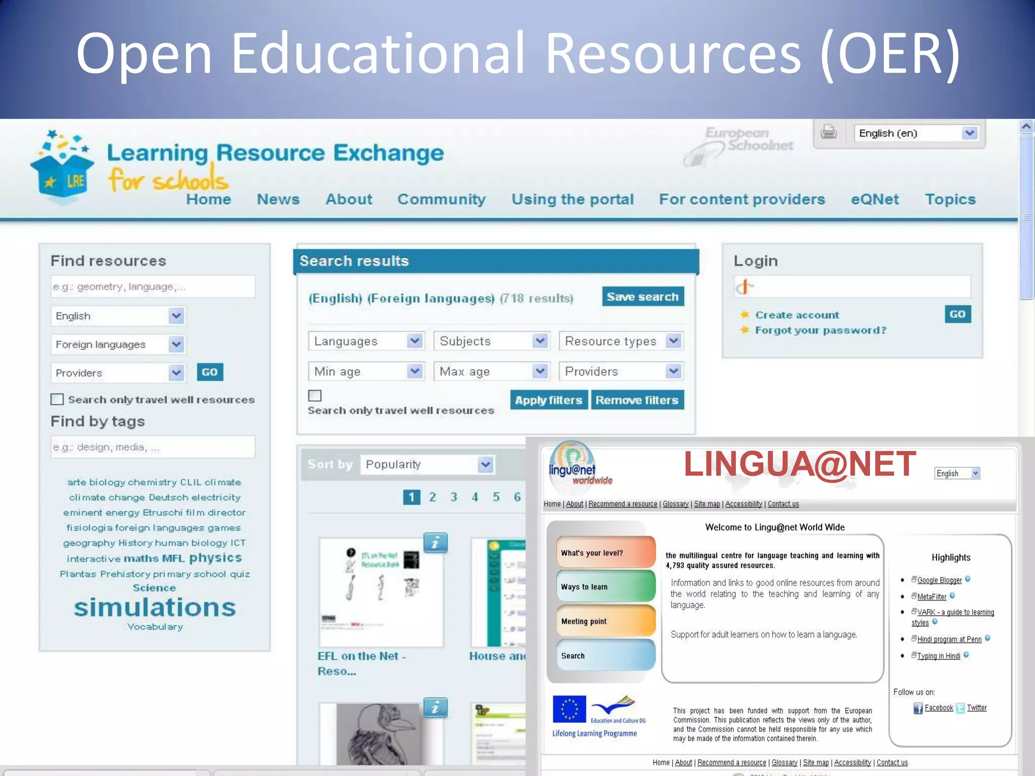 Open Educational Resources (OER)
LINGUA@NET
 