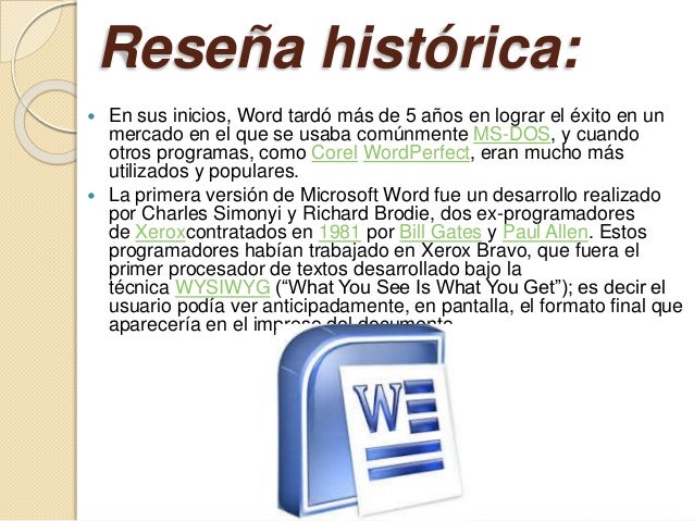 historia del microsoft word