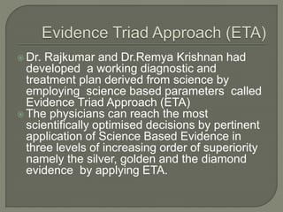 Evidence Triad What is lacking in current Ayurvedic practice??? | PPTX
