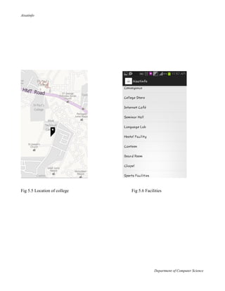 Aisatinfo
Department of Computer Science
Fig 5.5 Location of college Fig 5.6 Facilities
 