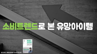 소비트렌드로 본 유망아이템
참고서적 : 트렌드코리아 2020(김난도)
 