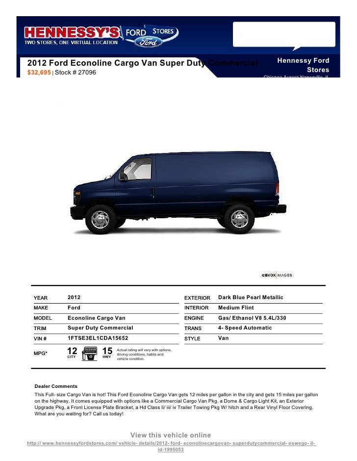 2012 ford econoline cargo van