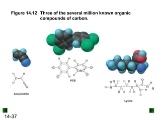 Figure 14.12 Three of the several million known organic
compounds of carbon.

Lysine, one of 20 amino
acids that occur in proteins

14-37

 