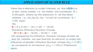 Slater System ATOMIC STRUCTURE AND PERIODIC TABLE | PPTX