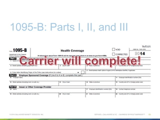 ARTHUR J. GALLAGHER & CO. | BUSINESS WITHOUT BARRIERS™
1095-B: Parts I, II, and III
© 2015 GALLAGHER BENEFIT SERVICES, INC. 13
 