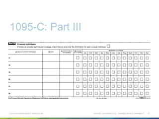 ARTHUR J. GALLAGHER & CO. | BUSINESS WITHOUT BARRIERS™
1095-C: Part III
© 2015 GALLAGHER BENEFIT SERVICES, INC. 17
 