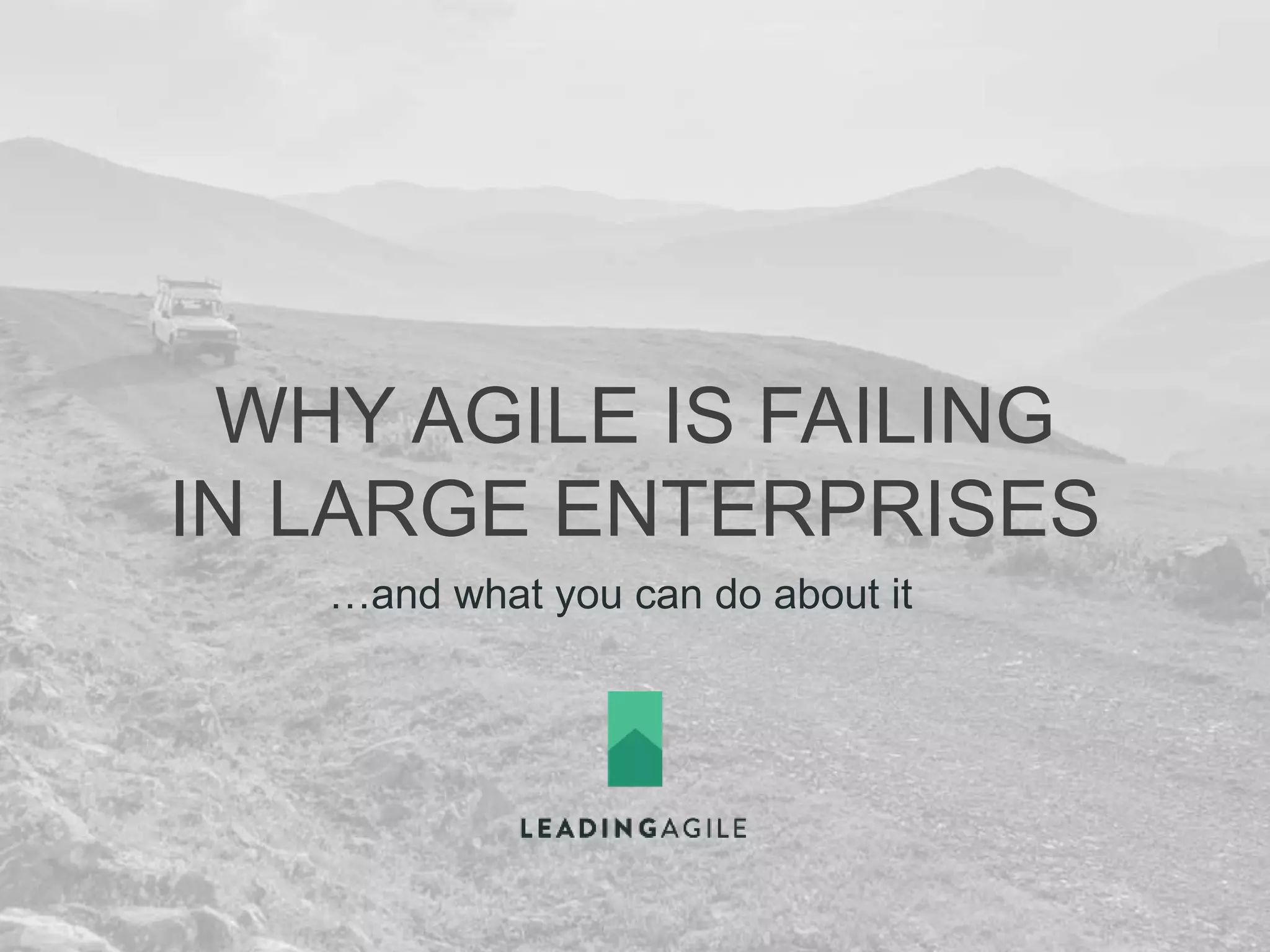 WHY AGILE IS FAILING 
IN LARGE ENTERPRISES 
…and what you can do about it 
 